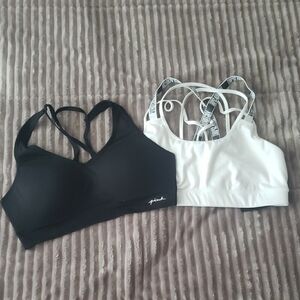 PINK Victoria's Secret Black and White Sports Bras Set